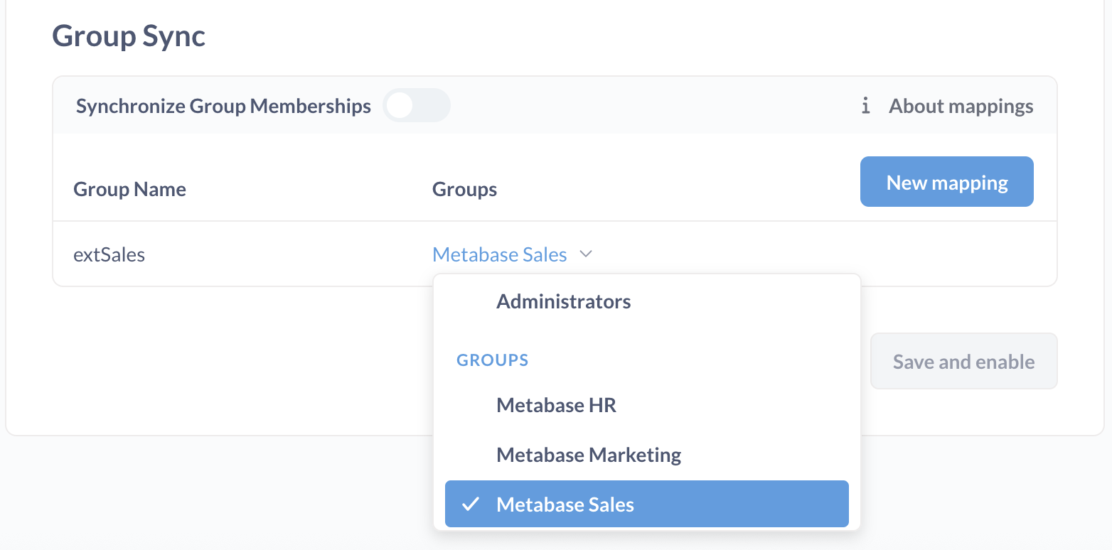 Metabase JWT group mappings