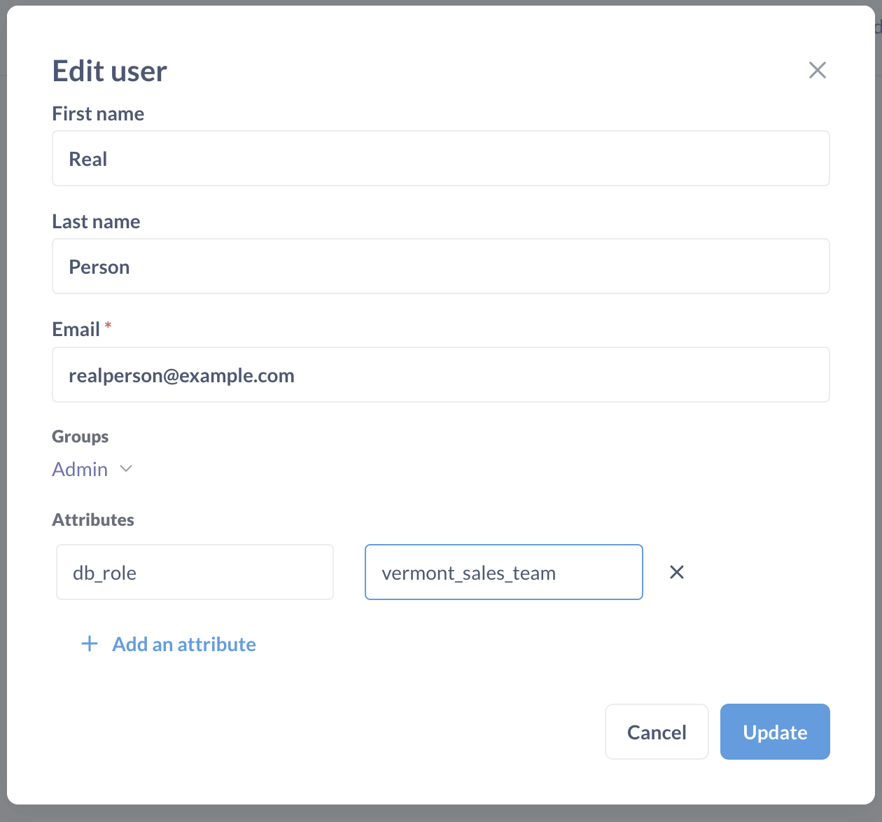 Setting a user attribute for impersonation
