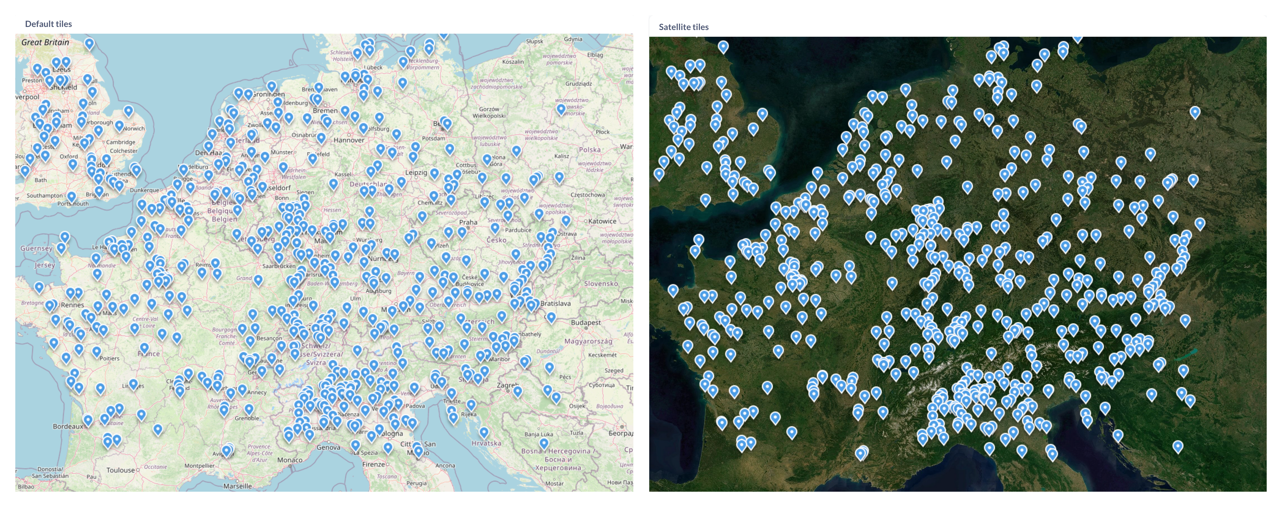 Default and satellite tiles