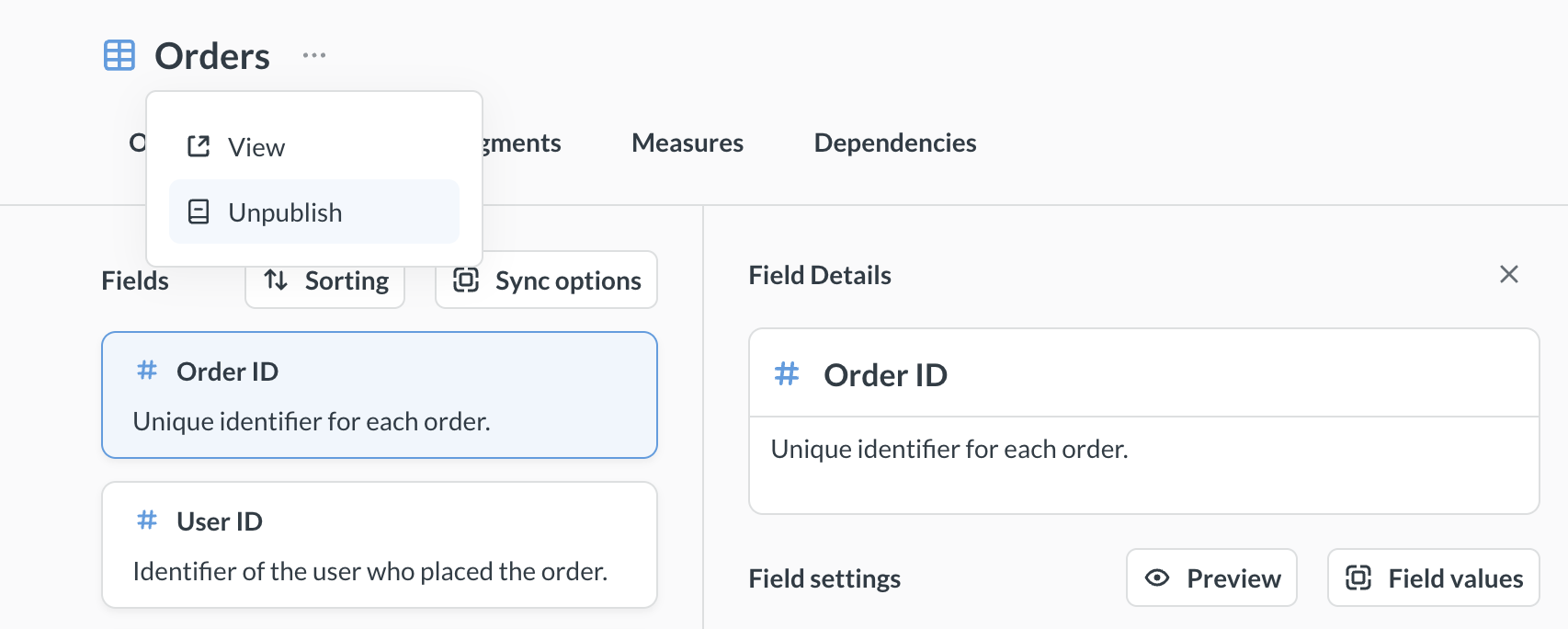 Unpublishing a table from the Library