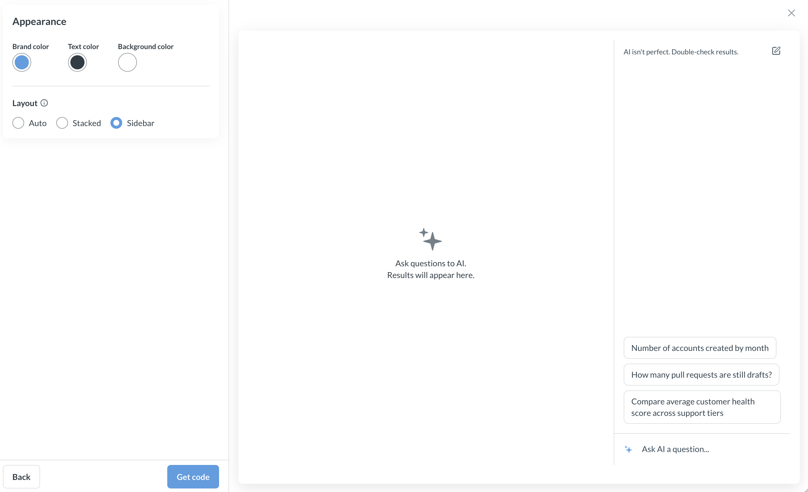 Embed flow options for AI chat