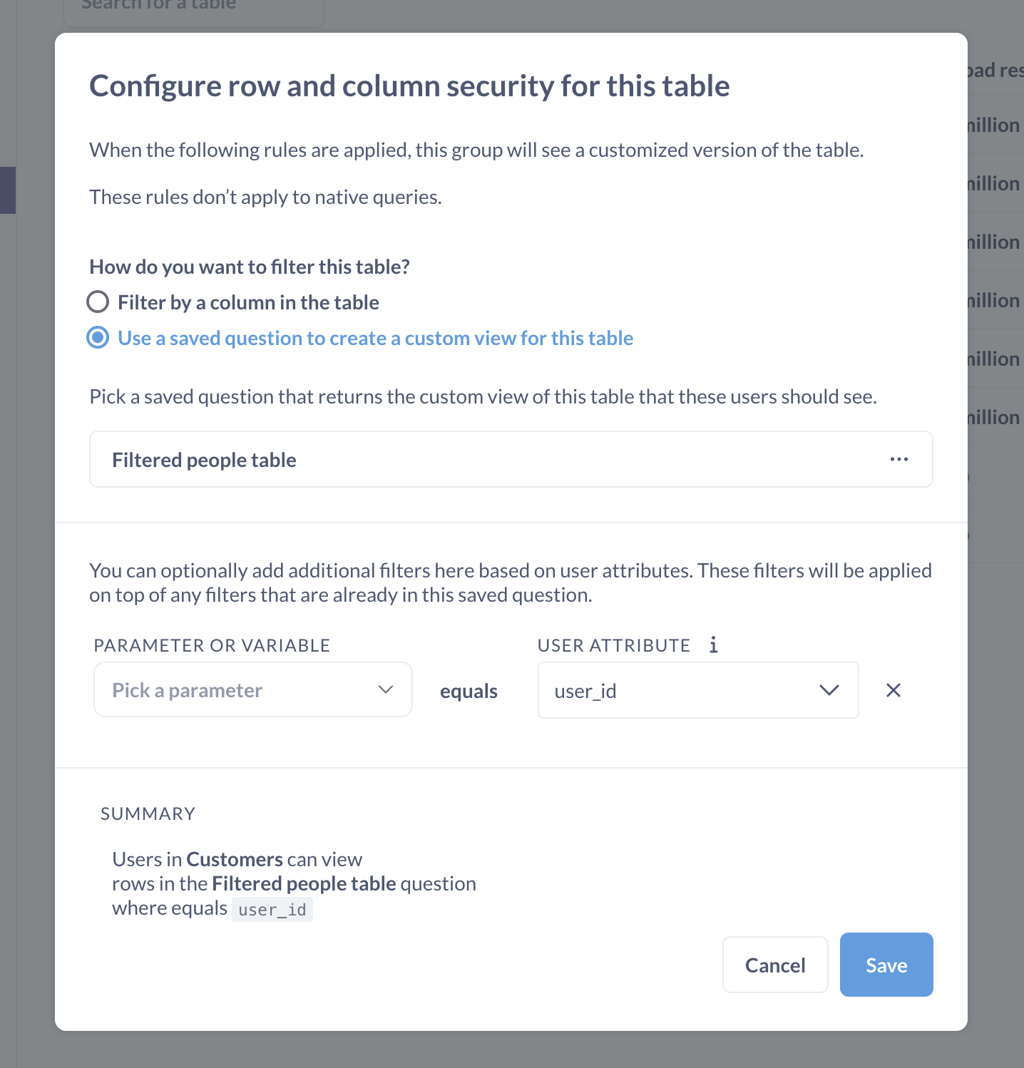 Using a question to create a custom view