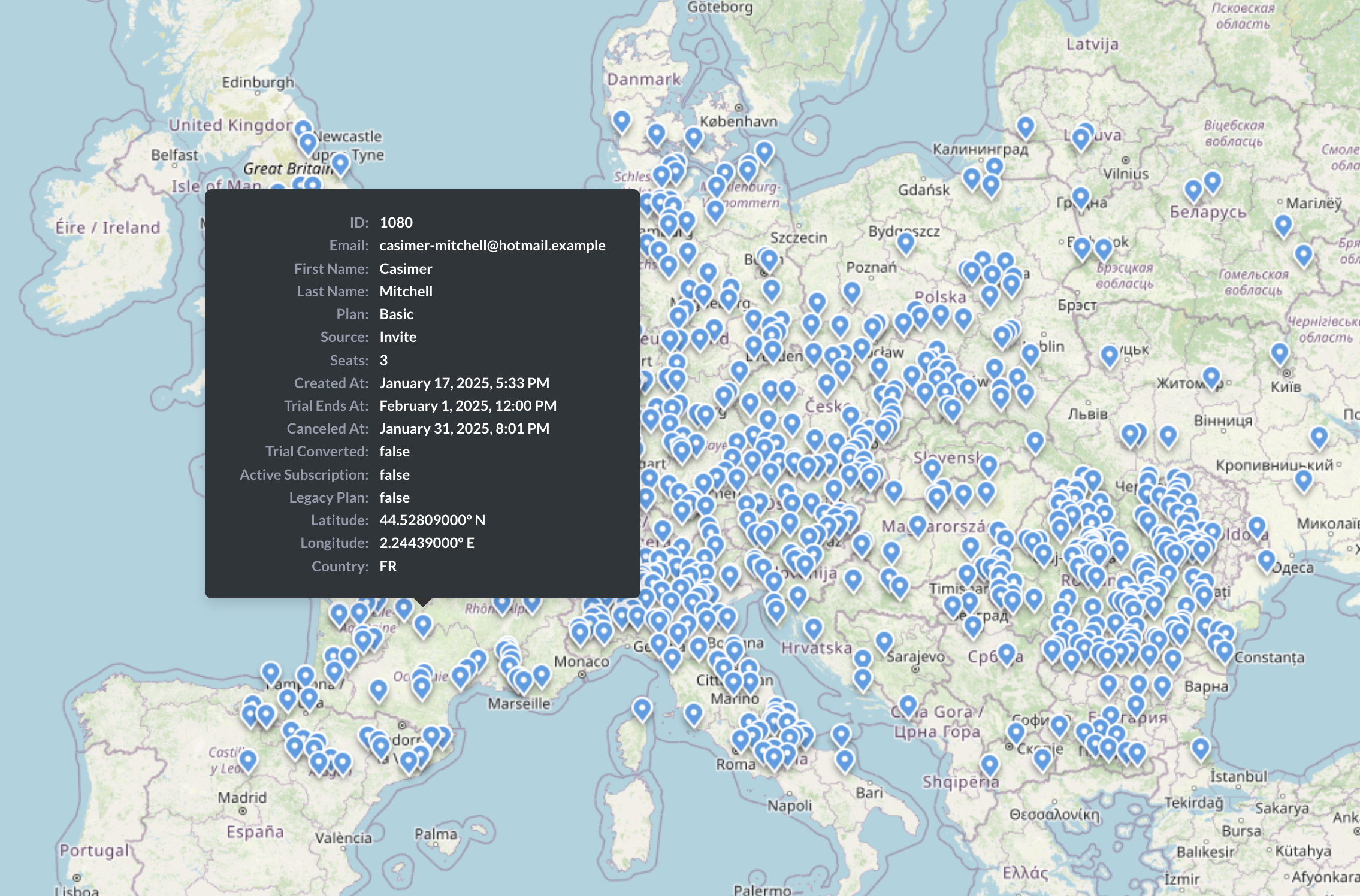 Pin map with a tooltip
