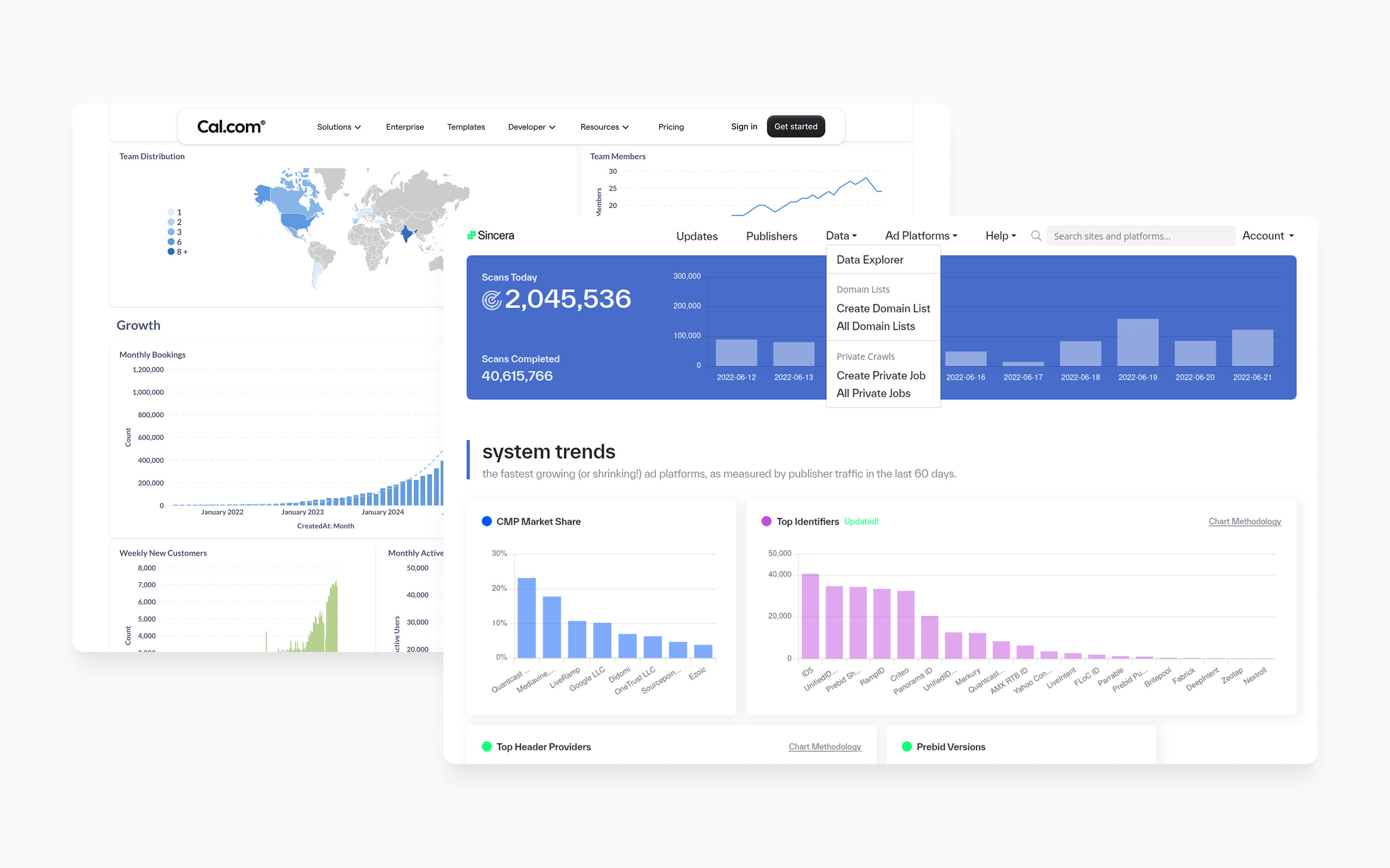Example of embedded analytics in an app