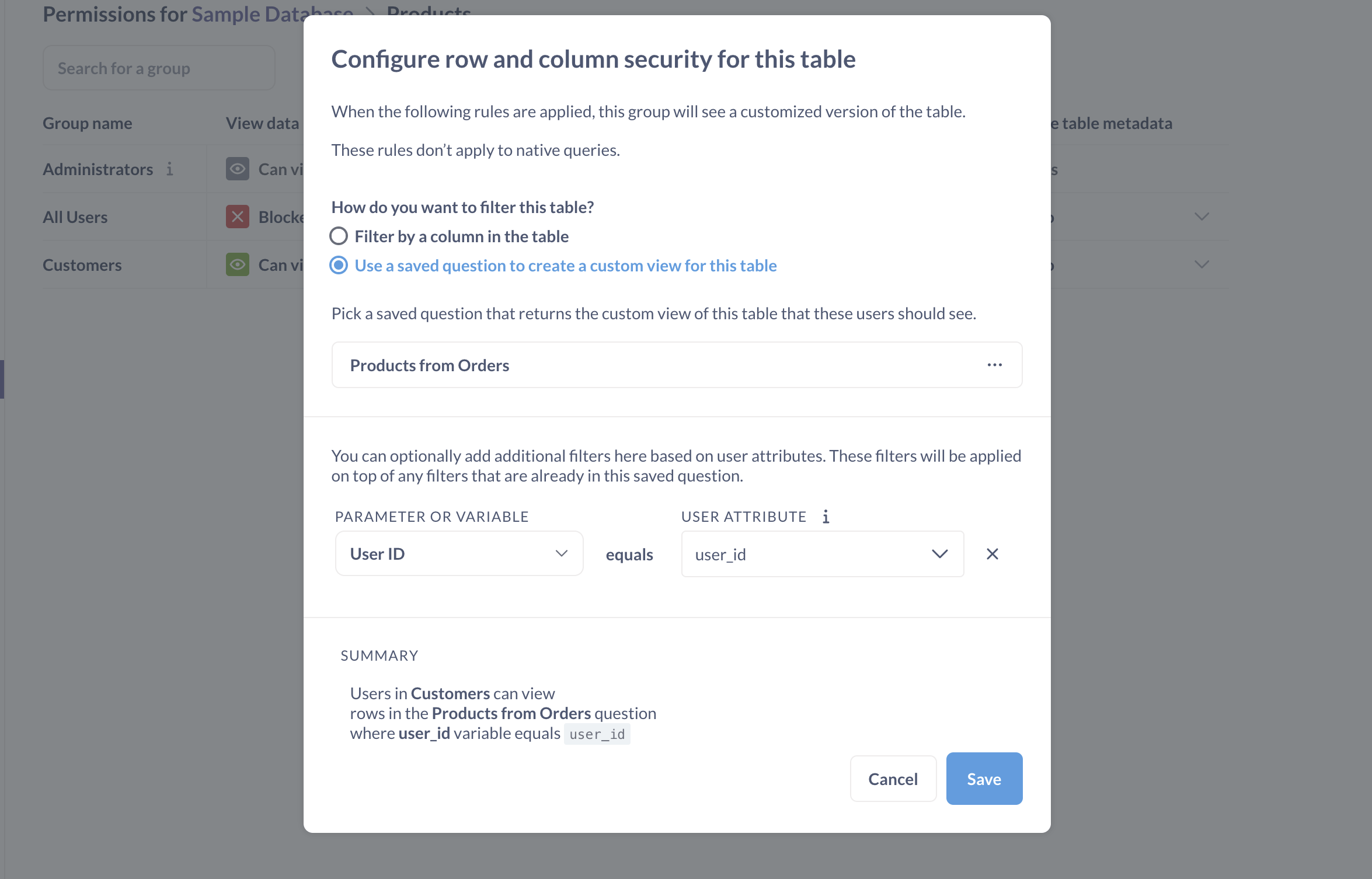 Configuring column security