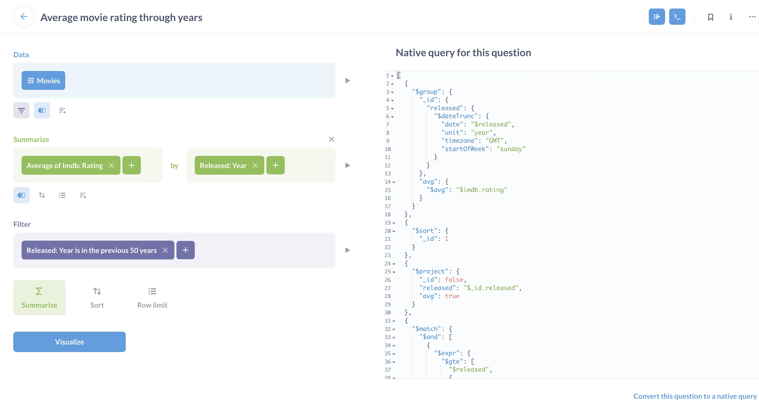 CNative query in the QB