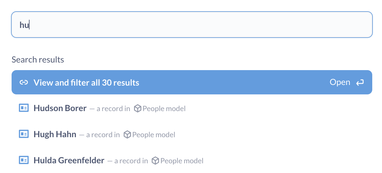 Indexed records show up in search