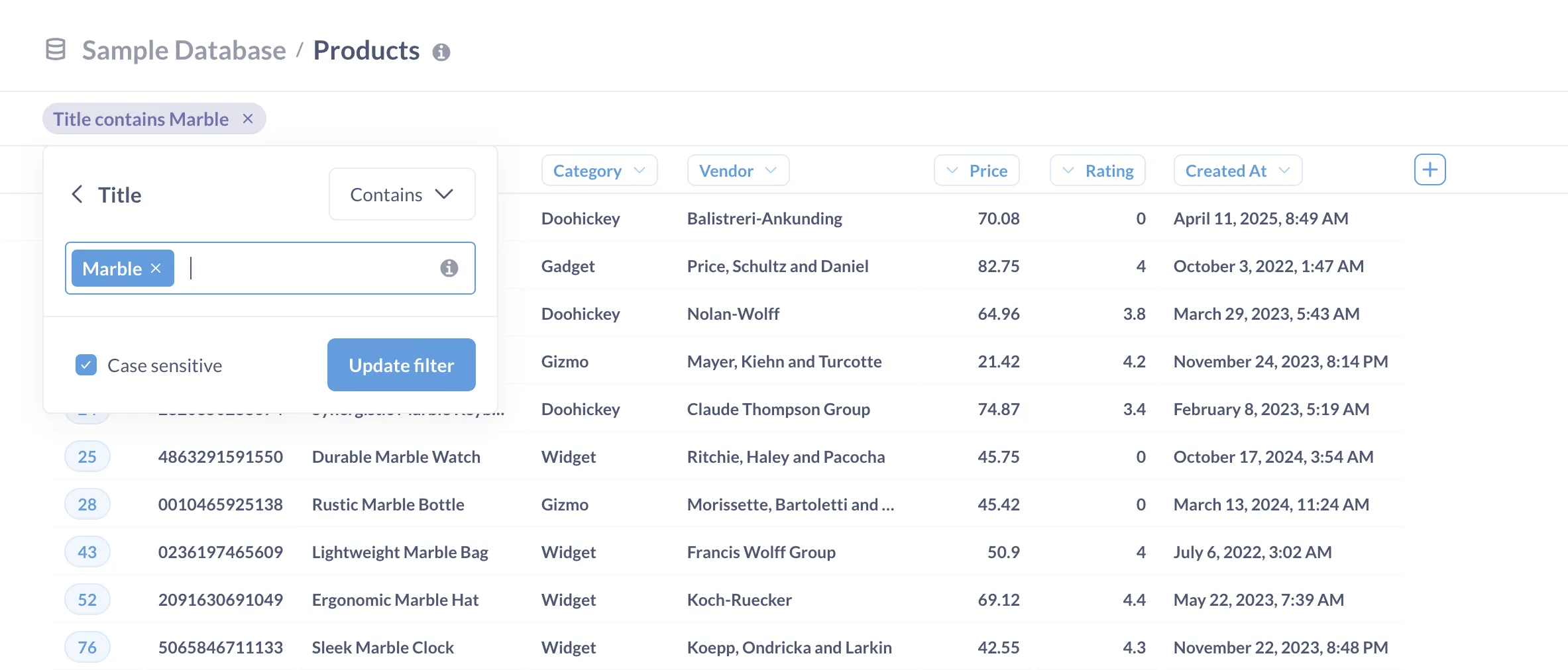 Using the search widget to change what we